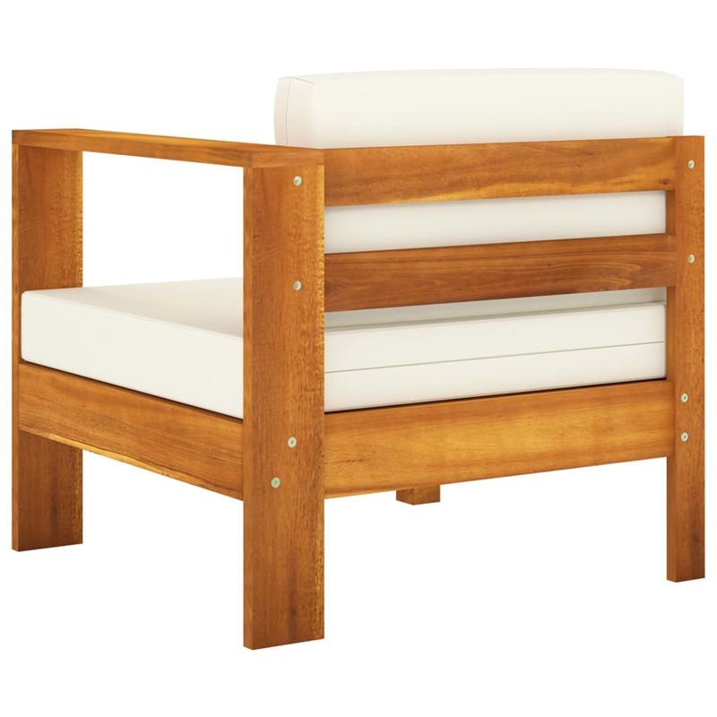vidaXL Solid Acacia Wood Large Lounge Set in White/Cream