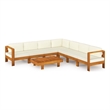vidaXL 8 Piece Solid Acacia Wood Lounge Set in White/Cream