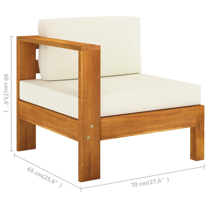 vidaXL 9 Piece Solid Acacia Wood Large Lounge Set in White/Cream