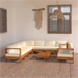vidaXL 9 Piece Solid Acacia Wood Lounge Set in White/Cream