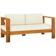 vidaXL 9 Piece Solid Acacia Wood Lounge Set in White/Cream