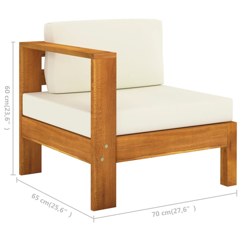 vidaXL 9 Piece Solid Acacia Wood Lounge Set in White/Cream