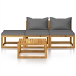 vidaXL 4 Piece Solid Acacia Wood Garden Lounge Set in Gray/Brown