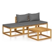 vidaXL 4 Piece Solid Acacia Wood Garden Lounge Set in Gray/Brown