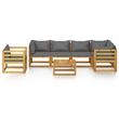 vidaXL 7 Piece Solid Acacia Wood Garden Lounge Set in Gray/Brown