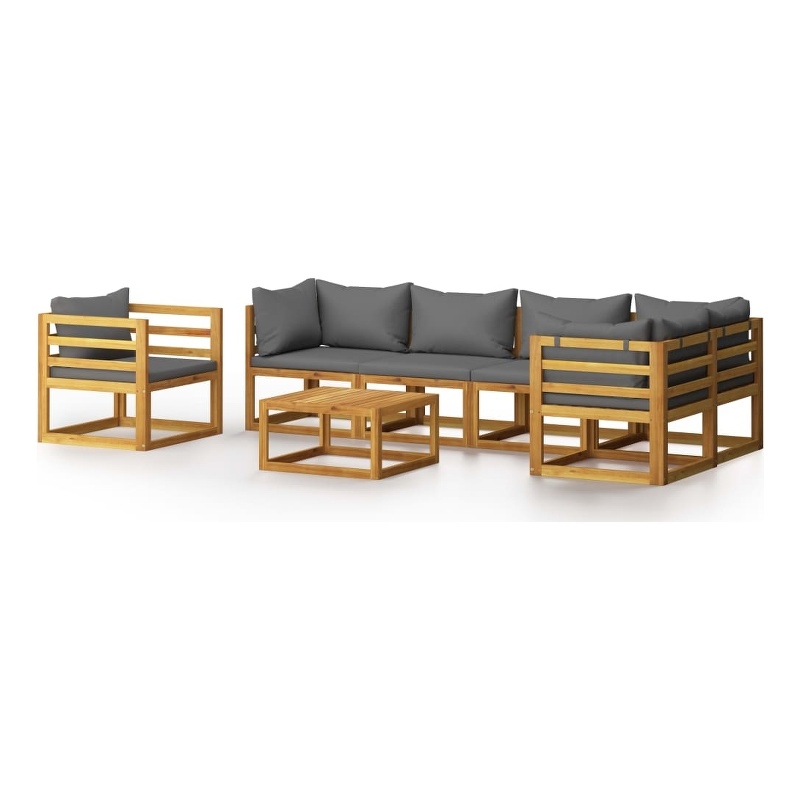 vidaXL 7 Piece Solid Acacia Wood Garden Lounge Set in Gray/Brown