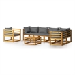 vidaXL 7 Piece Solid Acacia Wood Garden Lounge Set in Gray/Brown