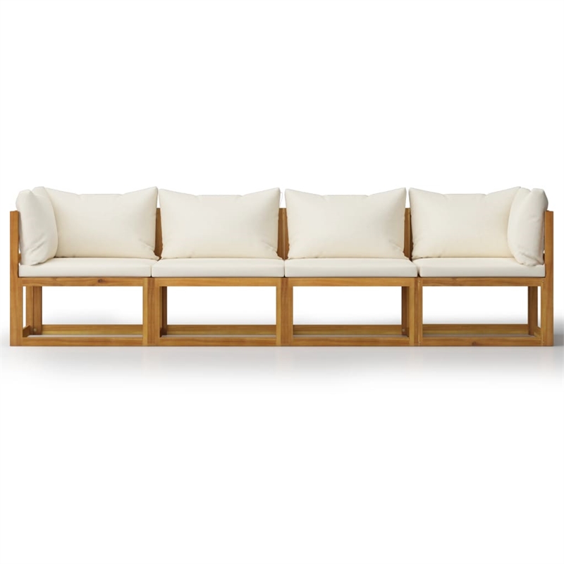 vidaXL Solid Acacia Wood Sofa in Cream/Natural