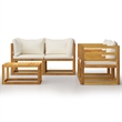 vidaXL 5 Piece Solid Acacia Wood Garden Lounge Set in Cream