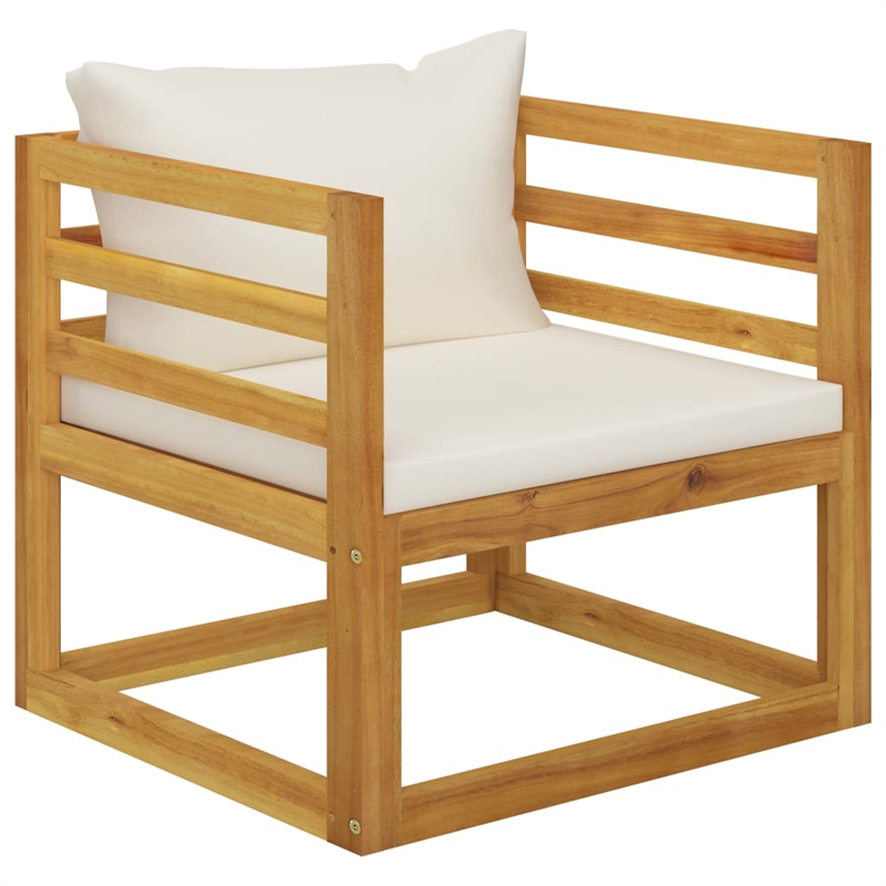 vidaXL 5 Piece Solid Acacia Wood Garden Lounge Set in Cream