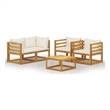 vidaXL 5 Piece Solid Acacia Wood Garden Lounge Set in Cream