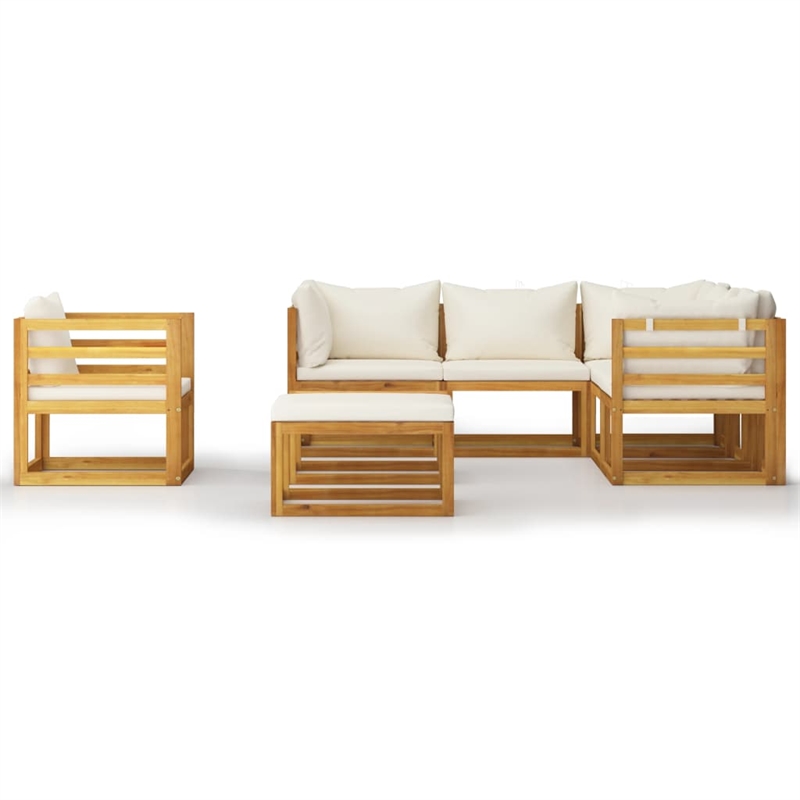 vidaXL 8 Piece Solid Acacia Wood Garden Lounge Set in Cream