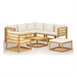 vidaXL 8 Piece Solid Acacia Wood Garden Lounge Set in Cream