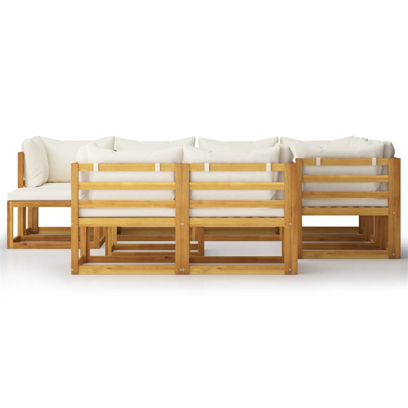vidaXL 10 Piece Solid Acacia Wood Garden Lounge Set in Cream/Natural