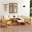 vidaXL 12 Piece Solid Acacia Wood Garden Lounge Set in Cream