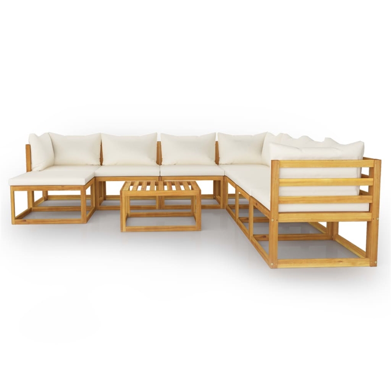 vidaXL 9 Piece Solid Acacia Wood Garden Lounge Set in Cream