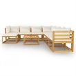 vidaXL 9 Piece Solid Acacia Wood Garden Lounge Set in Cream
