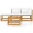 vidaXL 4 Piece Solid Acacia Wood Garden Lounge Set in Cream/Natural