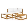 vidaXL 4 Piece Solid Acacia Wood Garden Lounge Set in Cream/Natural