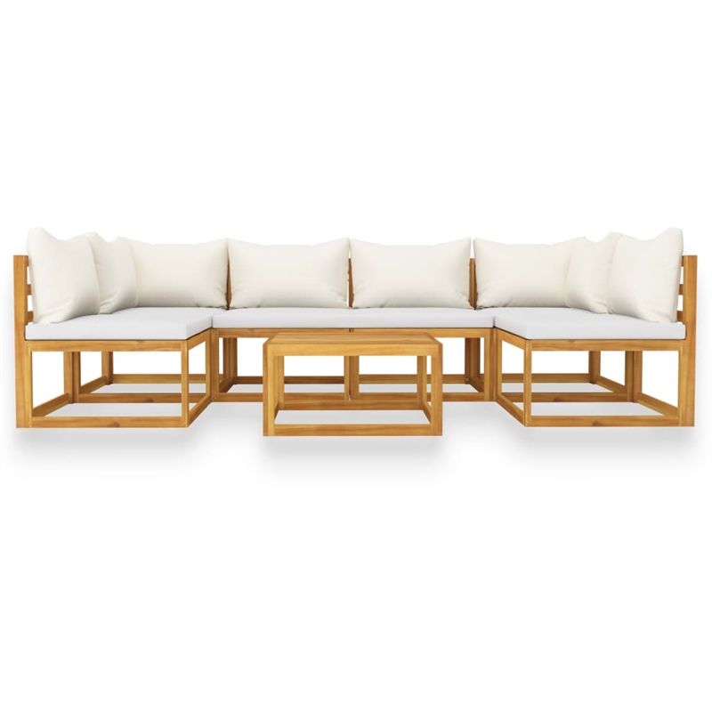 vidaXL 7 Piece Solid Acacia Wood Garden Lounge Set in Cream