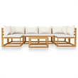 vidaXL 7 Piece Solid Acacia Wood Garden Lounge Set in Cream