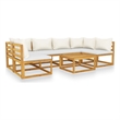 vidaXL 7 Piece Solid Acacia Wood Garden Lounge Set in Cream