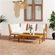 vidaXL 4 Piece Solid Acacia Wood Furniture Set in Cream