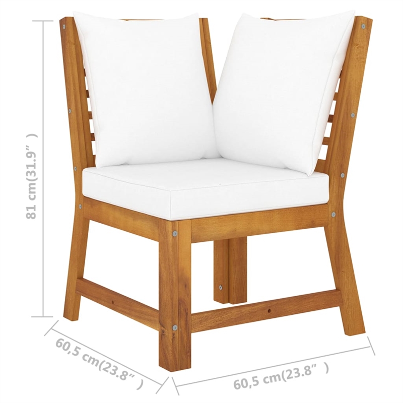 vidaXL 4 Piece Solid Acacia Wood Furniture Set in Cream