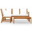 vidaXL 4 Piece Solid Acacia Wood Furniture Set in Cream