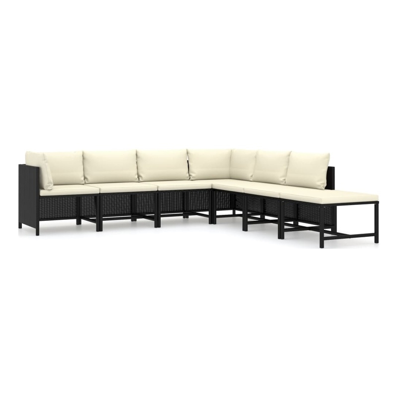 vidaXL 7 Piece Garden Lounge Set in Black/White/Cream
