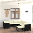 vidaXL 9 Piece Garden Lounge Set in Black/White/Cream