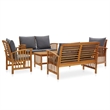 vidaXL 5 Piece Solid Acacia Wood Garden Lounge Set in Gray/Natural