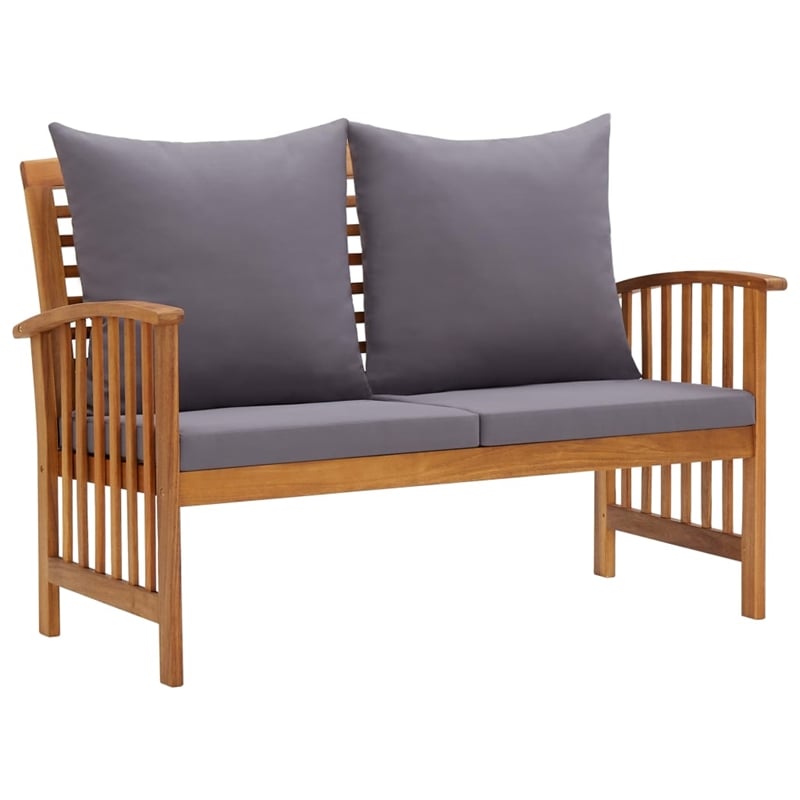 vidaXL 5 Piece Solid Acacia Wood Garden Lounge Set in Gray/Natural