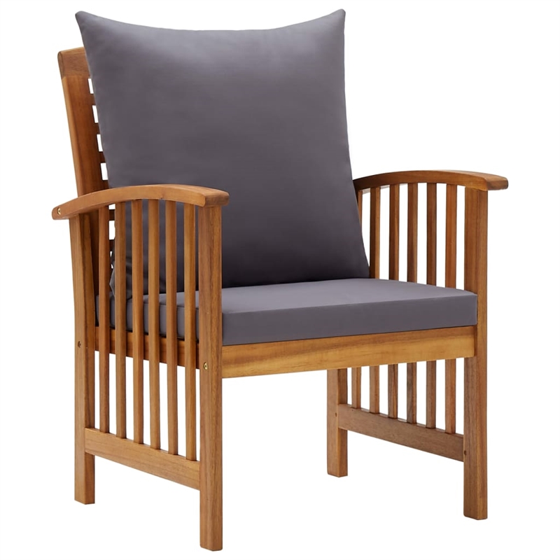 vidaXL 5 Piece Solid Acacia Wood Garden Lounge Set in Gray/Natural