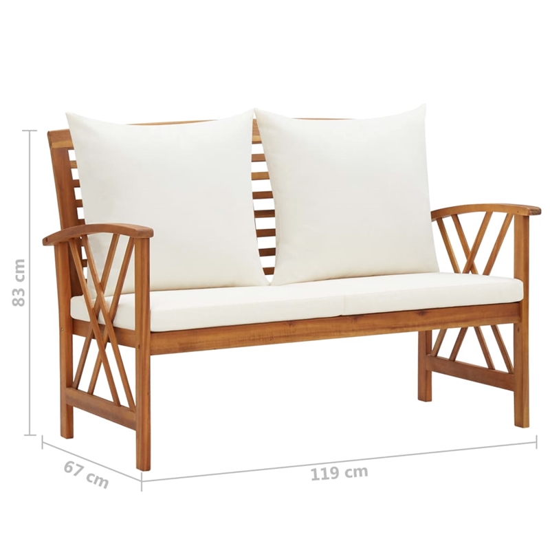 vidaXL Solid Acacia Wood Large Garden Lounge Set in White/Cream/Natural