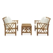 vidaXL Solid Acacia Wood Large Garden Lounge Set in White/Cream/Natural
