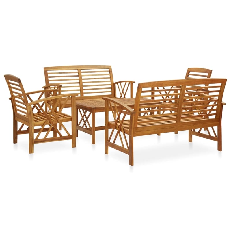 vidaXL 5 Piece Solid Acacia Wood Garden Lounge Set in Natural