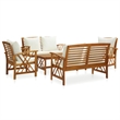 vidaXL 5 Piece Solid Acacia Wood Garden Lounge Set in White/Cream/Natural