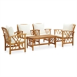 vidaXL 5 Piece Solid Acacia Wood Garden Lounge Set in White/Cream/Natural