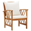 vidaXL 5 Piece Solid Acacia Wood Garden Lounge Set in White/Cream/Natural