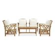 vidaXL 5 Piece Solid Acacia Wood Garden Lounge Set in White/Cream/Natural