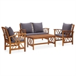 vidaXL 4 Piece Solid Acacia Wood Medium Garden Lounge Set in Gray/Natural