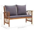 vidaXL 4 Piece Solid Acacia Wood Medium Garden Lounge Set in Gray/Natural