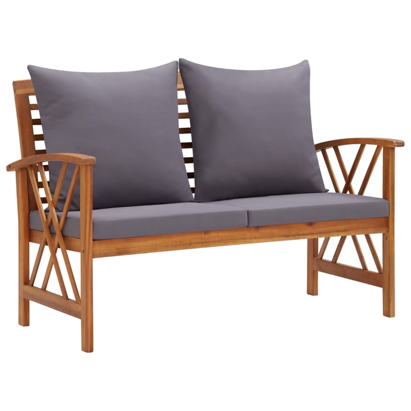 vidaXL 4 Piece Solid Acacia Wood Medium Garden Lounge Set in Gray/Natural
