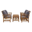 vidaXL 4 Piece Solid Acacia Wood Medium Garden Lounge Set in Gray/Natural