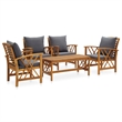 vidaXL 5 Piece Solid Acacia Wood Garden Lounge Set in Gray/Natural