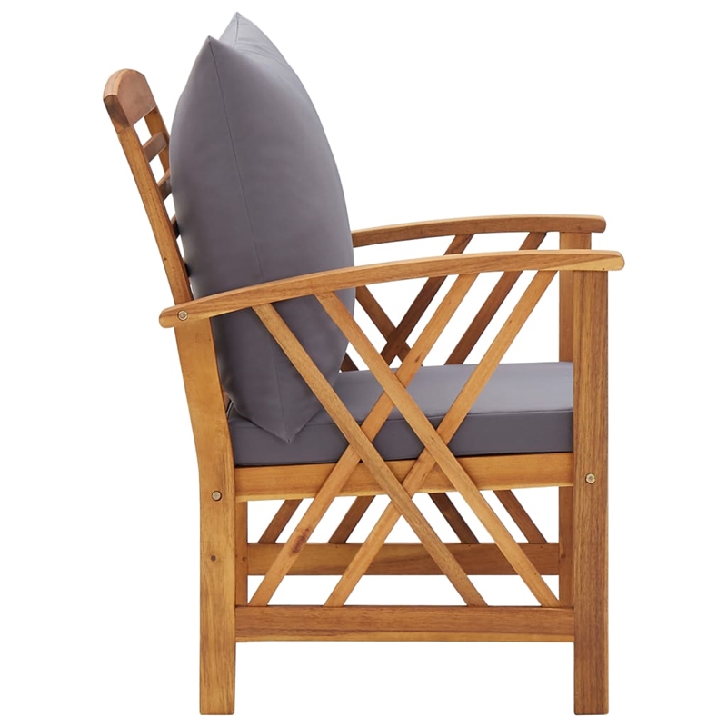 vidaXL 5 Piece Solid Acacia Wood Garden Lounge Set in Gray/Natural