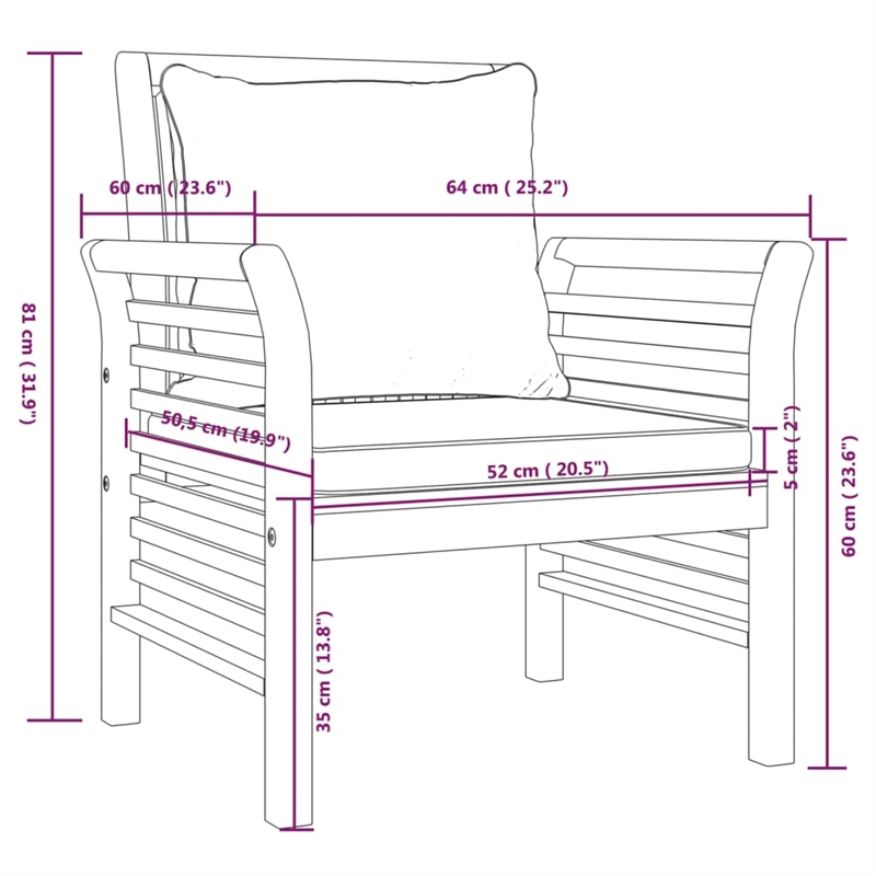 vidaXL 4 Piece Solid Acacia Wood Garden Lounge Set in White/Cream/Natural