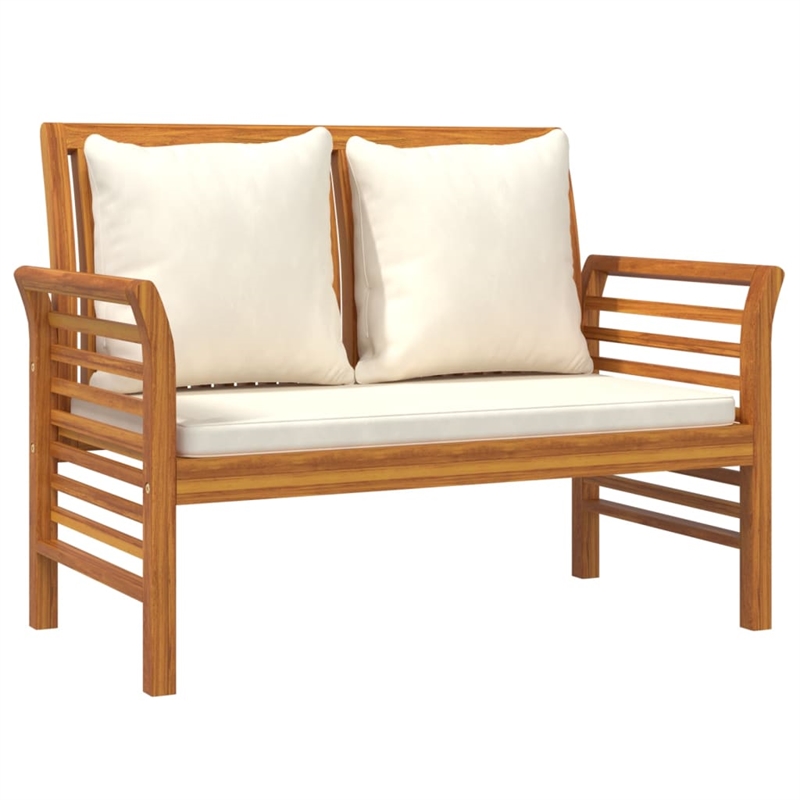 vidaXL 4 Piece Solid Acacia Wood Garden Lounge Set in White/Cream/Natural