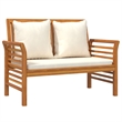 vidaXL 4 Piece Solid Acacia Wood Garden Lounge Set in White/Cream/Natural